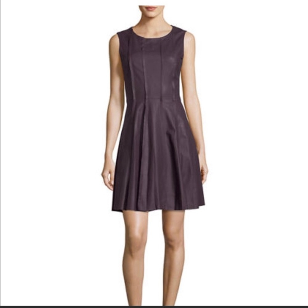 MY TRIBE LEATHER DRESS sleeveless eggplant color S/M